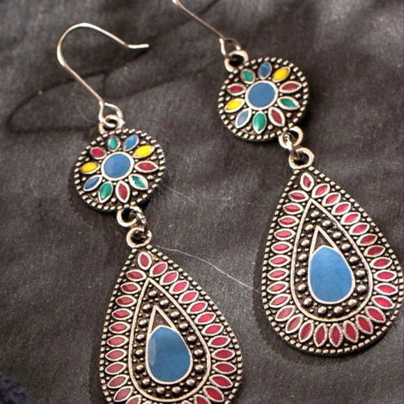 Boho Festival Folk Colorful Drop Dangle Earrings - Picture 1 of 5